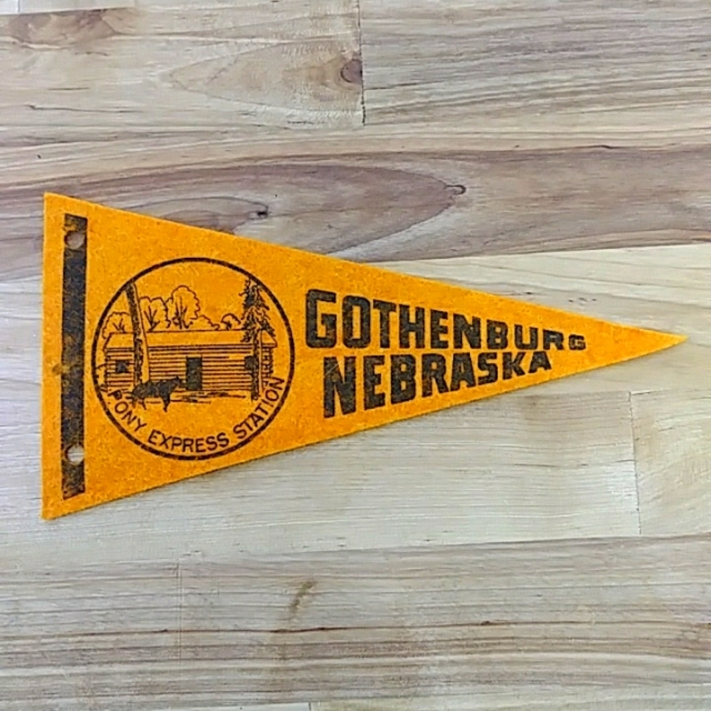 Vintage Gothenburg Nebraska Pony Express Station Pennant